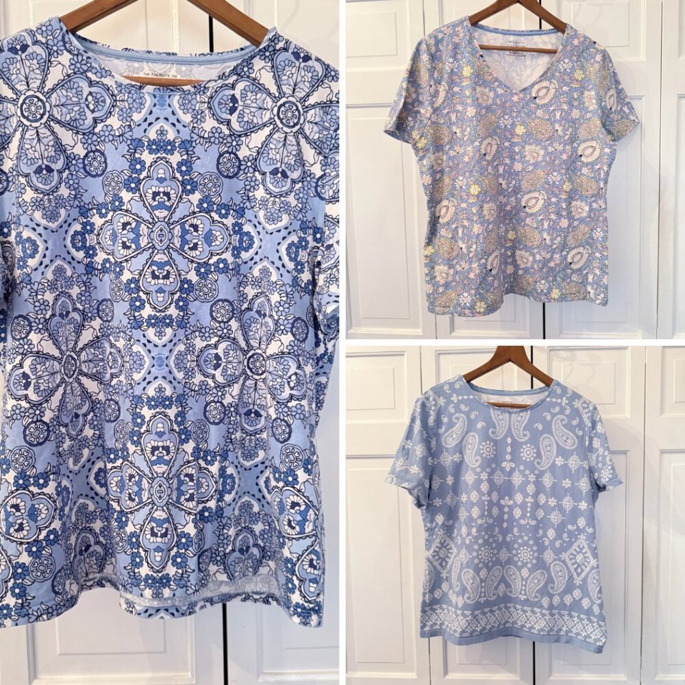 Talbots Classic Tees - Lot of 3 Blue Cotton Blend Short Sleeve